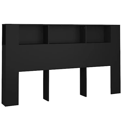 Afbeelding van vidaXL Hoofdbordkast, zwart, 180 x 18,5 104,5 cm