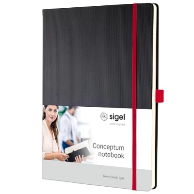 Afbeelding van Sigel notitieboek Conceptum RED Edition A4 zwart hardcover lijn 194 pagina&#039;s 80 grams papier SI CO661