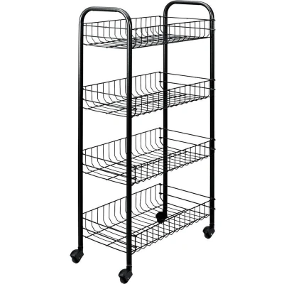 Afbeelding van Tomado Metaltex Multifunctionele trolley Pisa 4 manden op wielen zwart