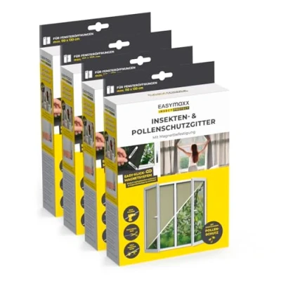 Afbeelding van EASYmaxx Insect Protect vliegengaas voor ramen, op maat te snijden, tot 110 x 130 cm, magnetisch met pollenbeschermingsrooster, eenvoudige montage zonder boren
