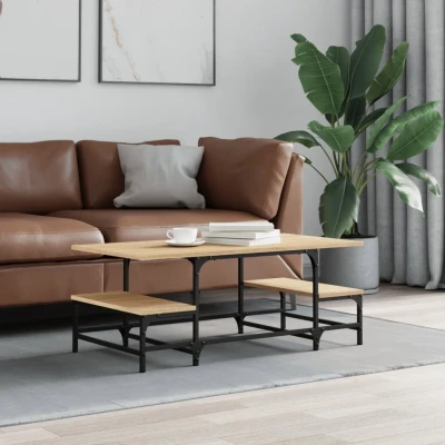 Afbeelding van Salontafel 100x50,5x40 cm bewerkt hout sonoma eikenkleurig