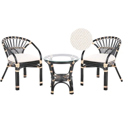 Afbeelding van PECORINI Bistro set Zwart Rotan