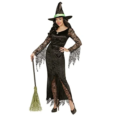 Afbeelding van Widmann Heks &amp; Spider Lady Voodoo Duistere Religie Kostuum Ms Everblack Vrouw Zwart Small Halloween Verkleedkleding