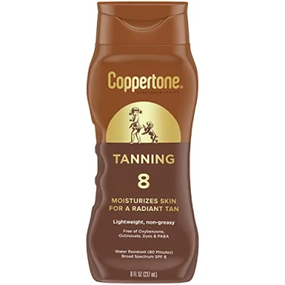 Afbeelding van Coppertone Tanning Sunscreen Lotion Self Tan Zelfbruiner SPF 8 237 ml