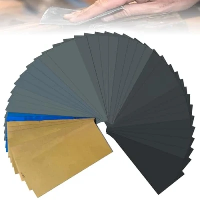 Afbeelding van 24 vellen schuurpapier, nat en droog korrel 400, 1500, 2000, 2500, 3000, 5000, 7000, fijn schuurpapier voor auto, metaal, hout, verf, muren, glas, afwerking