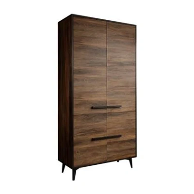 Afbeelding van Meubella Kledingkast Frey Donker eiken Zwart 92 cm