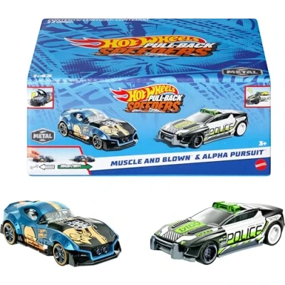Image de Hot Wheels Pack De 2 Pull Backs Speeders, Mini Véhicules Hpr91 Modele Aléatoire