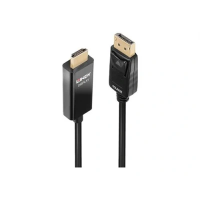 Image de Lindy Câble adaptateur DisplayPort mâle verrouillé pour HDMI 5 m blindé noir support 4K60Hz (4096 x 2160), puce active