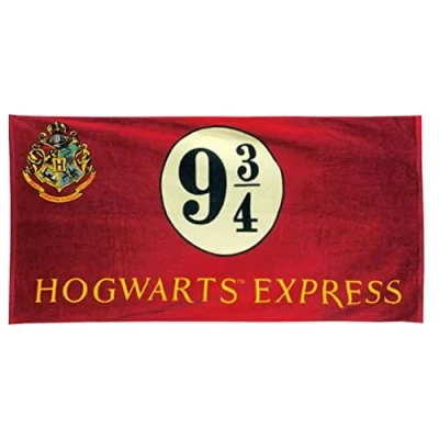 Afbeelding van Groovy Harry Potter Platform 9 3/4 officiële badhanddoek, katoen, 75 x 150 cm, wijnrood