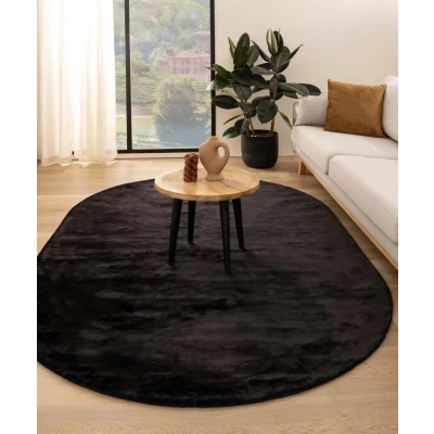 Afbeelding van Viscose Tapijt/Vloerkleed Ovaal Pearl Zwart 120x180 Cm