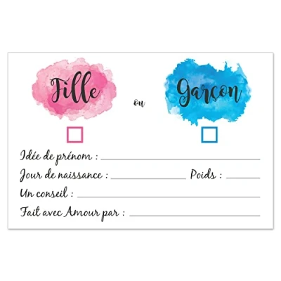 Afbeelding van 20 voorspellingskaarten voor je genderreveal stimuleer babyshower evenement (model 2)