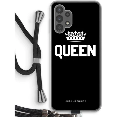 Afbeelding van Case Company® hoesje met Koord geschikt voor Samsung Galaxy A13 4G Queen Zwart Telefoonhoesje Bescherming aan alle Kanten en Over de Schermrand