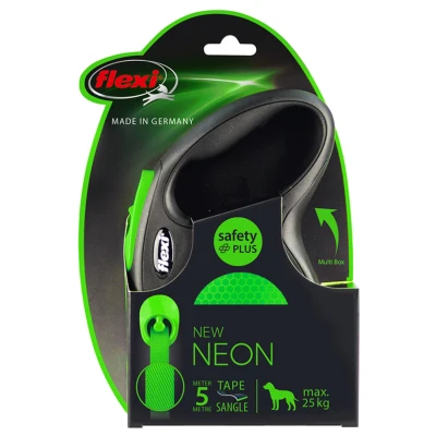 Afbeelding van Flexi Rollijn New Neon Tape Zwart / Groen M 5 MTR TOT 25 KG (398602)
