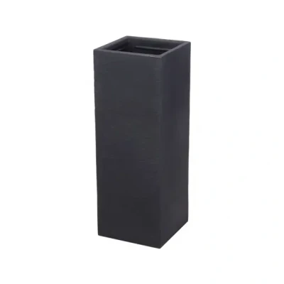 Afbeelding van Kunststof kubus plantenbak 30 cm H80 bloembak antraciet bloempot
