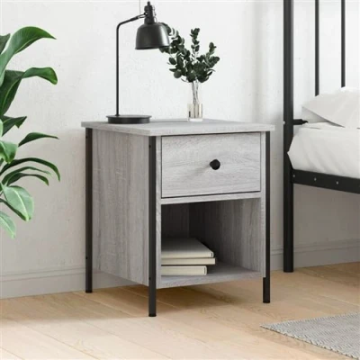 Afbeelding van Nachtkastje 40x42x50 cm bewerkt hout grijs sonoma eikenkleurig