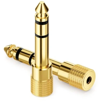 Afbeelding van deleyCON jack adapter [2 stuks] 6,35 mm naar 3,5 stereo audio koppeling voor hoofdtelefoon gitaar hifi ontvanger versterker home cinema mixer toetsenbord TRS