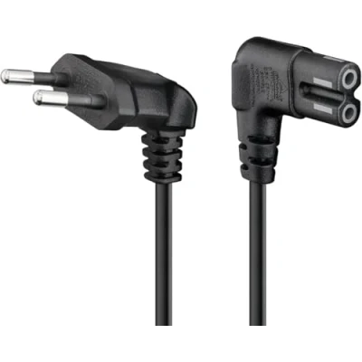 Afbeelding van Goobay Stroomkabel met C7 / 8 vormige plug haaks zwart 0,30 meter