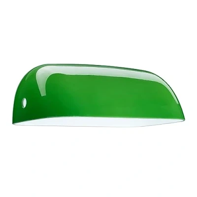 Afbeelding van Relaxdays Vervangende lampenkap voor tafel, glas, bankier stijl, retrostijl, 7,5 x 22,5 13,5 cm, groen