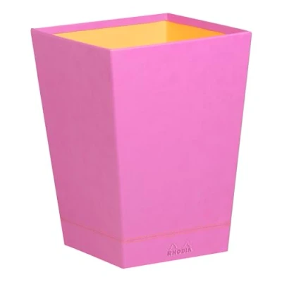 Afbeelding van RHODIA 318921C prullenmand, seringkleuren, 24 x 32 cm, gewatteerd, oranje buitenmateriaal kunstleer collectie Home Office Rhodiarama organisatie voor kantoor en opslag design