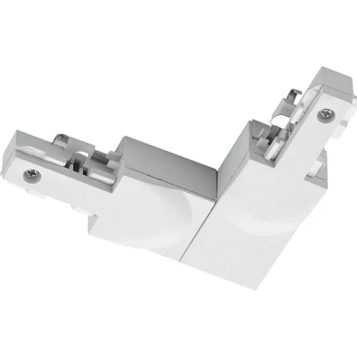 Afbeelding van Spanningsrail Doorverbinder DUOLINE Hoek L Connector Aarde Buiten 2 Fase Mat Wit