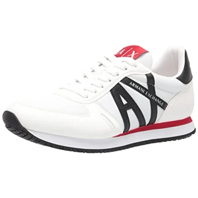 Afbeelding van Armani Exchange heren Retro sneaker met mesh details in de kleur Wit, maat: 42.5