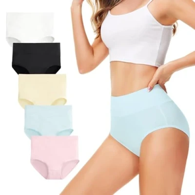 Afbeelding van TUUHAW Onderbroeken dames ondergoed 5 pack slip korsetbroek katoen hoge taille ademend, Meerkleurig 2 x 5, L