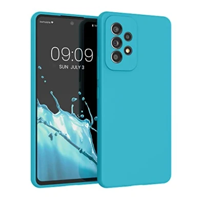 Afbeelding van kwmobile telefoonhoesje geschikt voor Samsung Galaxy A53 5G Hoesje met siliconen coating Smartphone case in ijsblauw