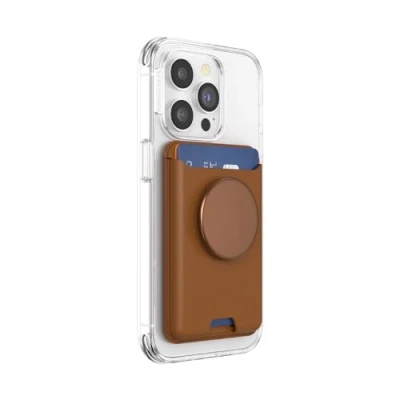 Afbeelding van PopSockets, MagSafe PopWallet kaarthouder met PopGrip standaard en Selfie, Bruin