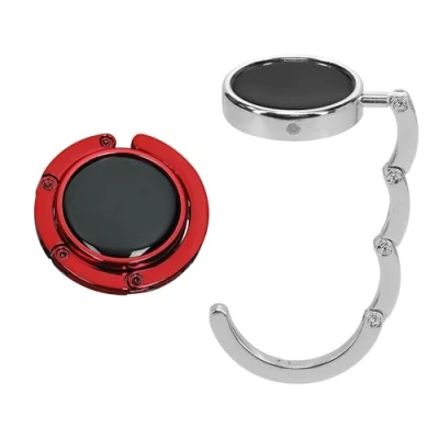 Afbeelding van kwmobile tashanger voor tafels 2 stuks Uitvouwbare tassenhanger Draagbare Tassenhaak Hang je tas veilig op In restaurant en bar zilver / rood
