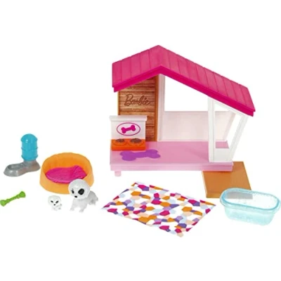 Image de Barbie Mobilier coffret d’intérieur pour poupée avec niche chien chienne son chiot et accessoires jouet enfant