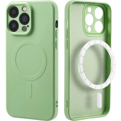 Afbeelding van iMoshion Hoesje Geschikt voor iPhone 14 Pro Max Siliconen Color Backcover MagSafe Groen