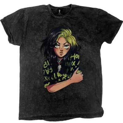 Afbeelding van Billie Eilish Anime Heren T shirt L Zwart