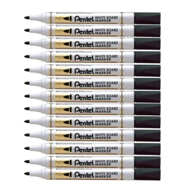 Afbeelding van Pentel MW85 A uitwisbare whiteboard marker, medium conische punt, zwarte inkt, 12 stuks
