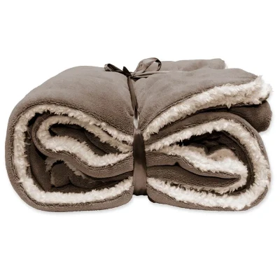 Afbeelding van Unique Living Lars coral fleece/suede plaid 150x200cm taupe