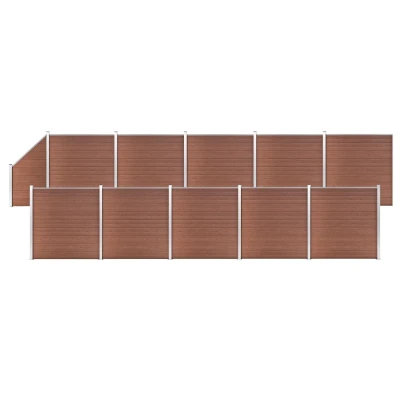Afbeelding van Schuttingset 10 vierkant en 1 schuin 1830x186 cm HKC bruin