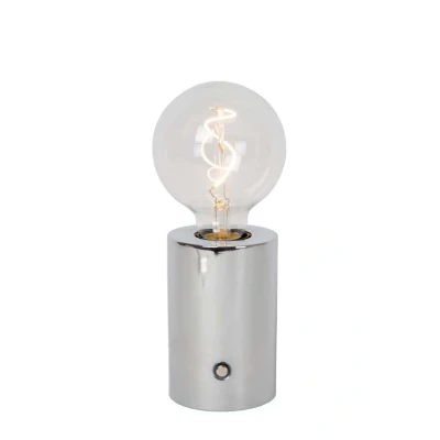 Afbeelding van Lucide VIVO Oplaadbare Tafellamp Accu/Batterij Ø 8 cm LED Dimb. E27 1x1W 2700K Chroom