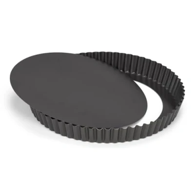 Image de Patisse 2949 moule à tarte antiadhésif fond amovible acier revêtu gris anthracite 30 cm
