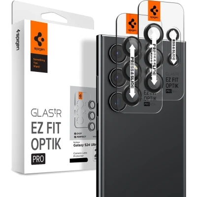 Afbeelding van Spigen Camera Lens Protector Geschikt voor Samsung Galaxy S24 Ultra GlasTR EZ Fit Optik Pro 9H Tempered Glass Gemakkelijke Installatie Zwart 2 Pack