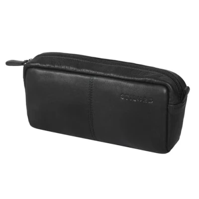 Afbeelding van STILORD &#039;Spencer&#039; Schooletui Leer Make up Tas Etui voor potloden Echt Vintage, zwart., Modern
