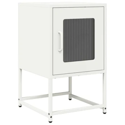 Afbeelding van vidaXL Nachtkastje 36x39x60,5 cm koudgewalst staal wit