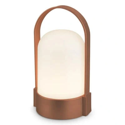 Image de BRILONER lampe de table LED sans fil IP44, tactile, dimmable, batterie remplaçable, chevet, lecture, LED, camping, à batterie, 9x8x15,5 cm, brun métal