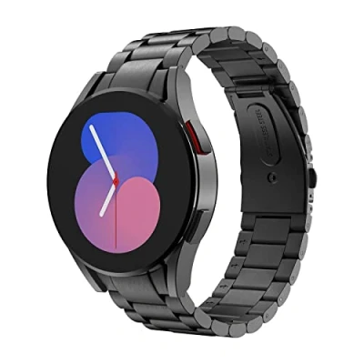 Afbeelding van MoKo Roestvrij stalen reservearmband compatibel met Samsung Galaxy Watch 6 5 4 mm/6 Classic 43 mm 47 mm/Watch Pro 45 42 46 mm, zwart