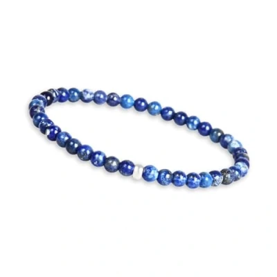 Afbeelding van parelarmband voor dames met echte natuurstenen en parel van 925 zilver, edelsteenarmband, kralen, 4 mm, Steen, Lapis lazuli