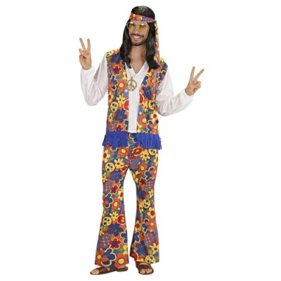 Afbeelding van Hippie bloemen kostuum voor volwassenen Verkleedkleding Maat M
