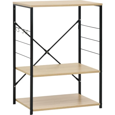 Afbeelding van Magnetronkast 60x39,6x79,5 cm spaanplaat zwart en eikenkleurig