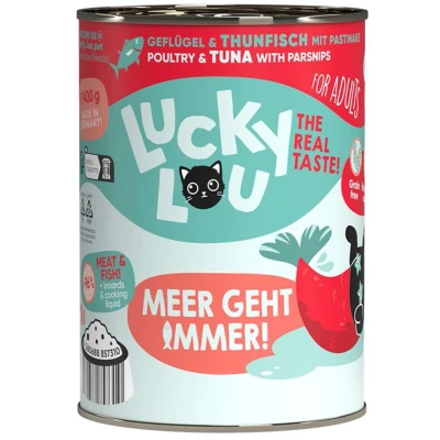 Afbeelding van 6x400g Lucky Lou Adult Gevogelte &amp; Tonijn nat kattenvoer