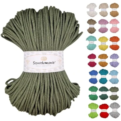 Afbeelding van Katoenen koord gevlochten 5 mm, 100 m, 46 kleuren Macramé Premium garen Sznurkomania (kaki)