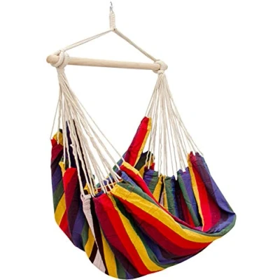 Afbeelding van XXL Hangstoel 190x140 cm 100% Katoenen Hangmat 150kg Tuin Hangschommel Regenboog