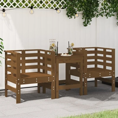Afbeelding van Tuinstoelen 2 st 61,5x53x71 cm massief grenenhout honingbruin