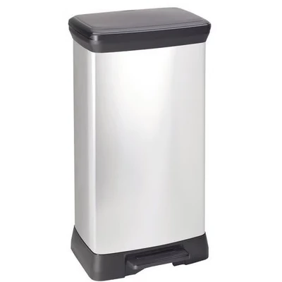 Image de Poubelle à pédale 50 L plastique Touch, aspect métal